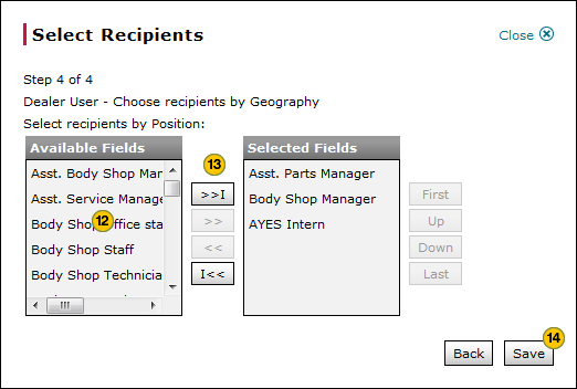 Select dealer users by geography, step 4 of 4.